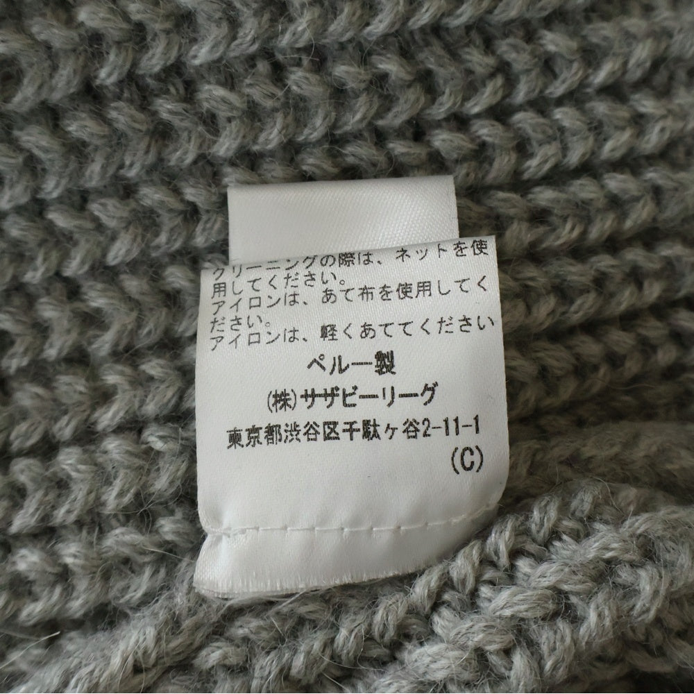 NO BRAND(ノーブランド) PROPAGANDA プロパガンダ スエードレザー エルボーパッチ ウール ニット プルオーバーパーカー セーター グレー