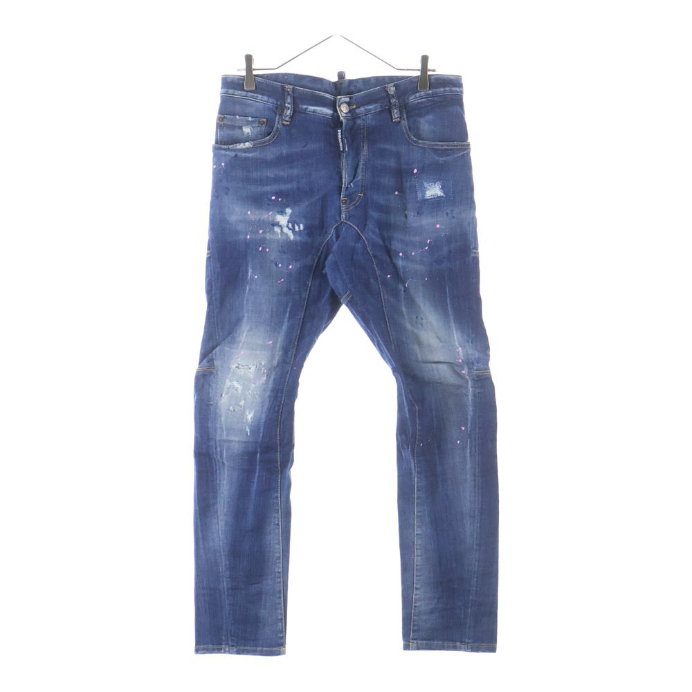 DSQUARED2(ディースクエアード) 19SS ペンキ加工リペアデニムパンツ インディゴ S74LB0536