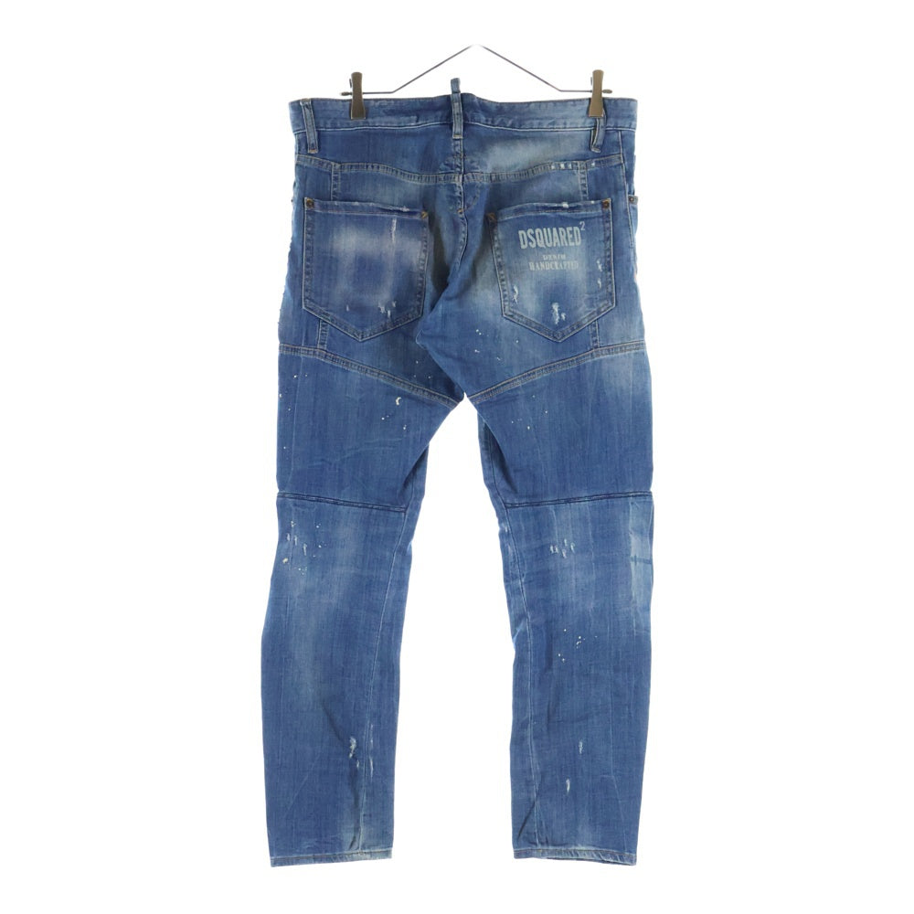 DSQUARED2(ディースクエアード) Tidy Biker リペア加工 ロゴプリント デニムパンツ ジーンズ インディゴ S74LB0430