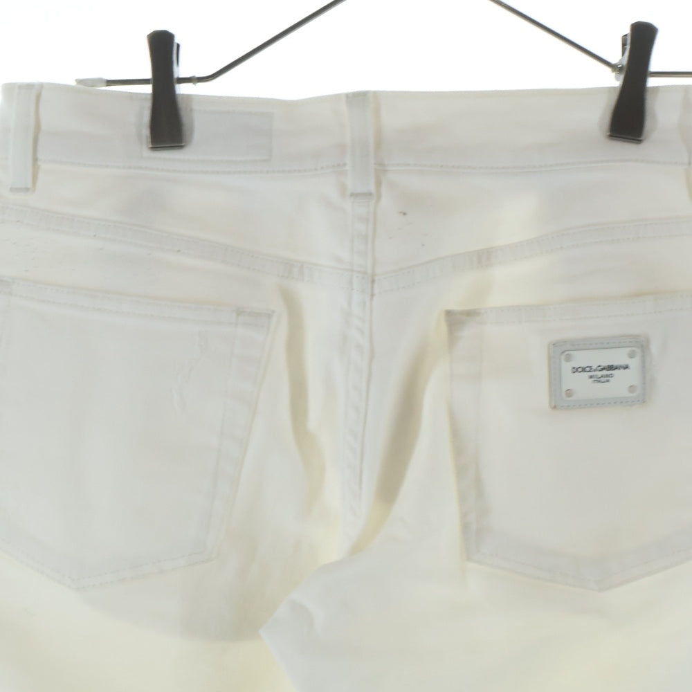 DOLCE & GABBANA(ドルチェアンドガッバーナ) ダメージ加工コットンストレッチパンツ ホワイト