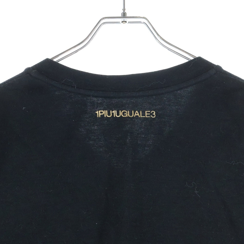 1 PIU 1 UGUALE 3(ウノピゥウノウグァーレトレ) Vネックロングスリーブカットソー 長袖Tシャツ ブラック