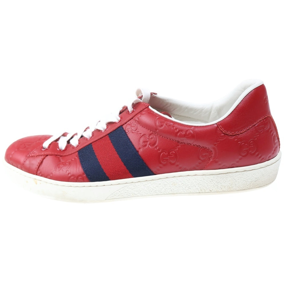 GUCCI(グッチ) ACE エース グッチシマ シェリーライン レザー ローカットシューズ スニーカー レッド 386750