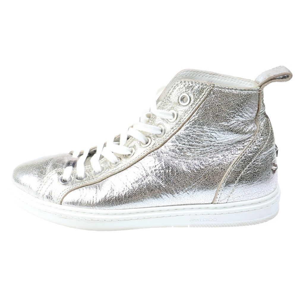 JIMMY CHOO(ジミーチュウ) メタリックレザー ハイカットシューズ スニーカー シルバー