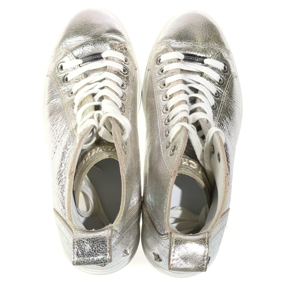 JIMMY CHOO(ジミーチュウ) メタリックレザー ハイカットシューズ スニーカー シルバー