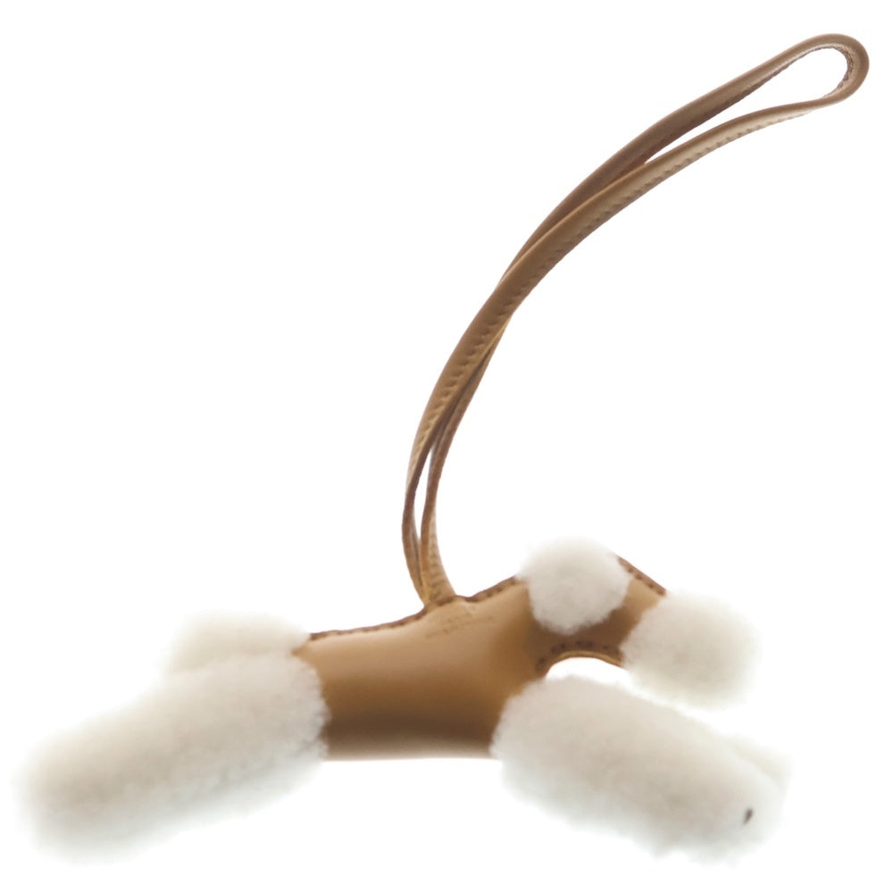 HERMES(エルメス) バディチャーム セサミ ブラウン×ホワイト レザー ボア U刻印 レディース