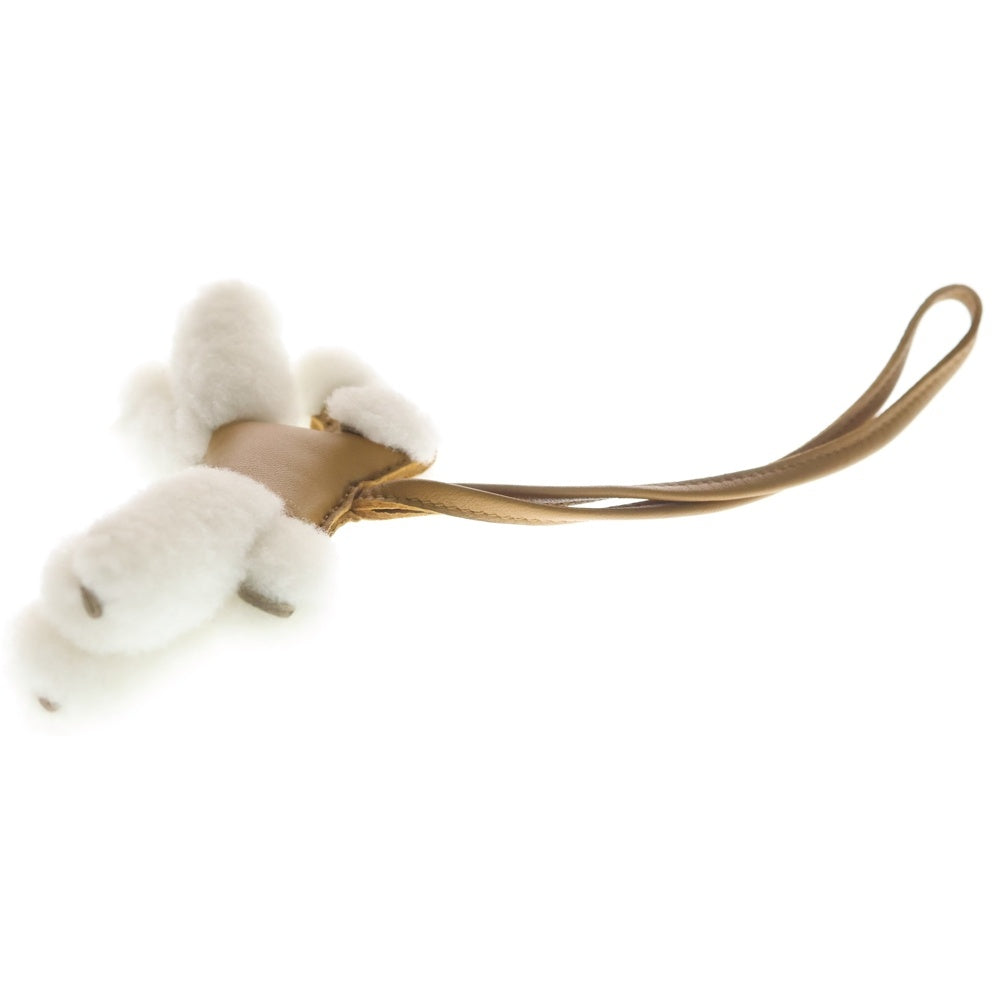 HERMES(エルメス) バディチャーム セサミ ブラウン×ホワイト レザー ボア U刻印 レディース