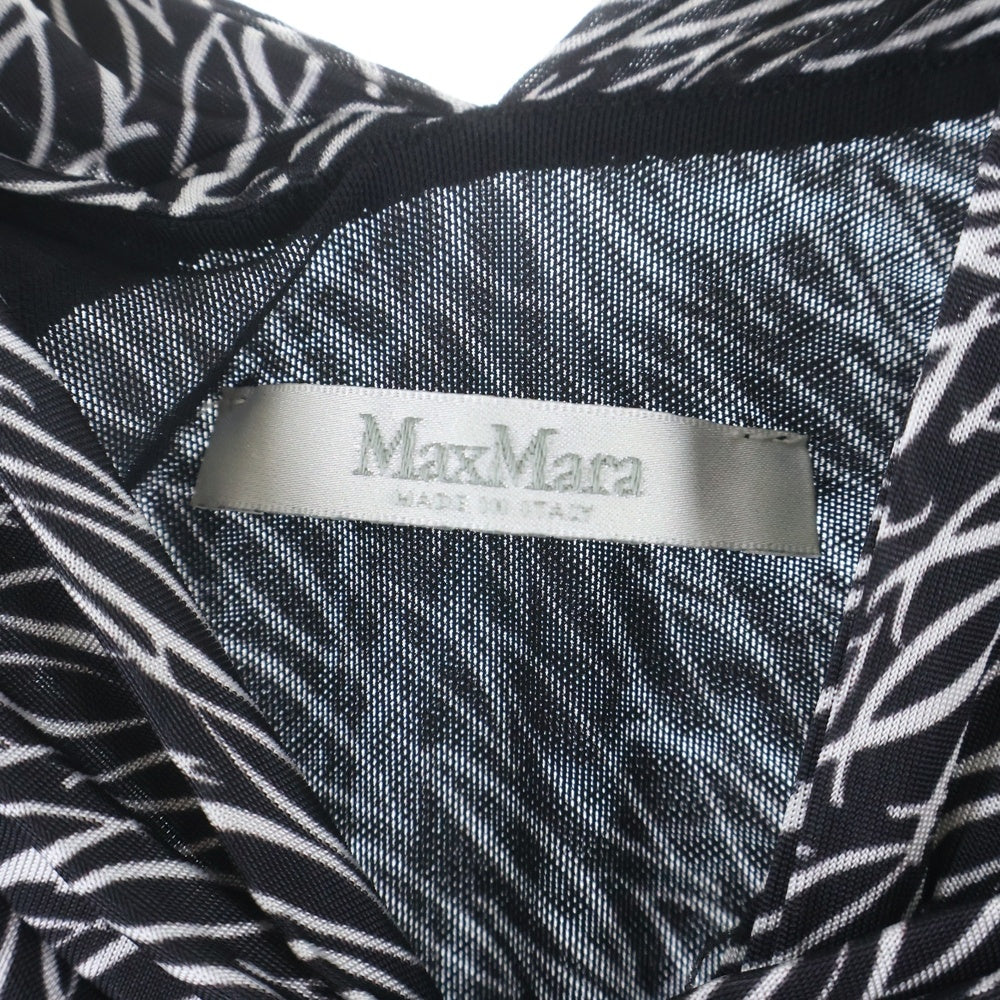Max Mara(マックスマーラ) 総柄プリント ギャザーデザイン ノースリーブ ワンピース ブラック レディース