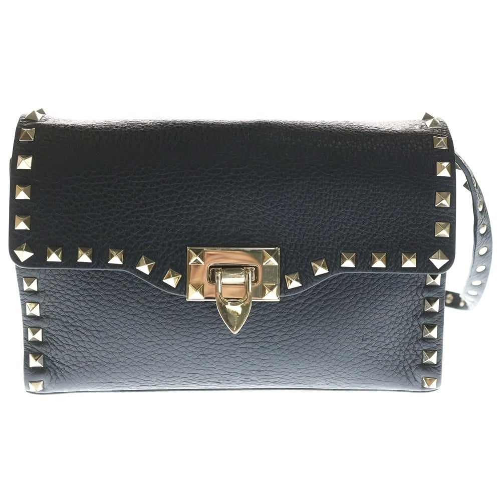 VALENTINO(ヴァレンティノ) ガラヴァーニ スタッズ ショルダーバッグ ブラック レザー ゴールド金具 レディース