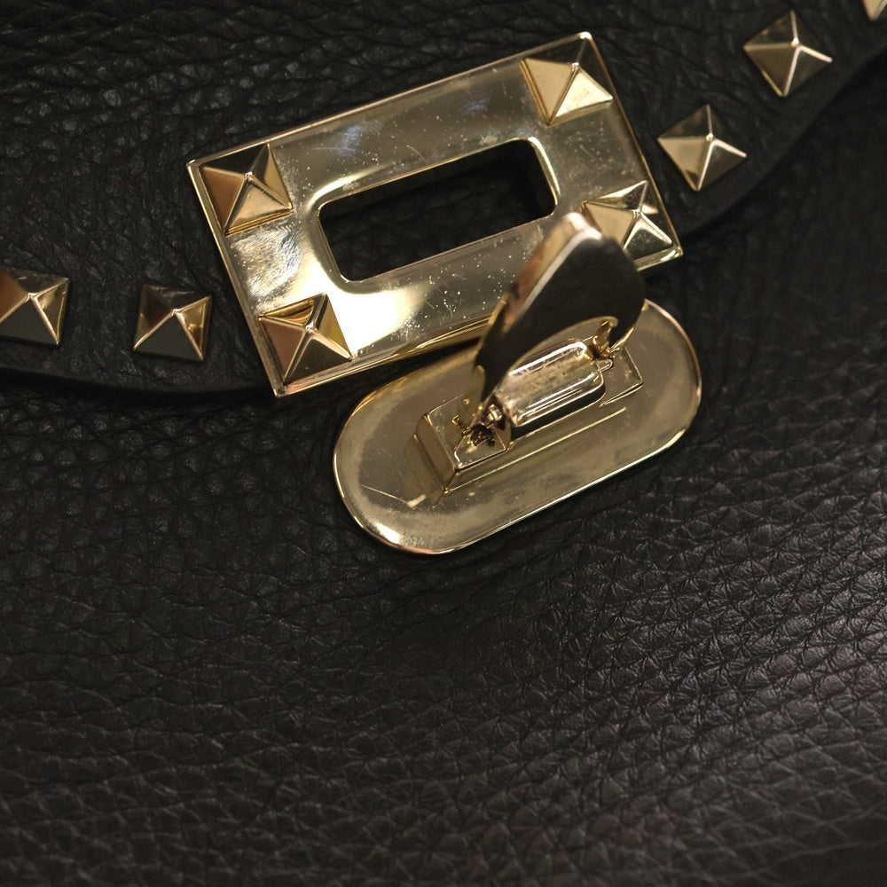 VALENTINO(ヴァレンティノ) ガラヴァーニ スタッズ ショルダーバッグ ブラック レザー ゴールド金具 レディース