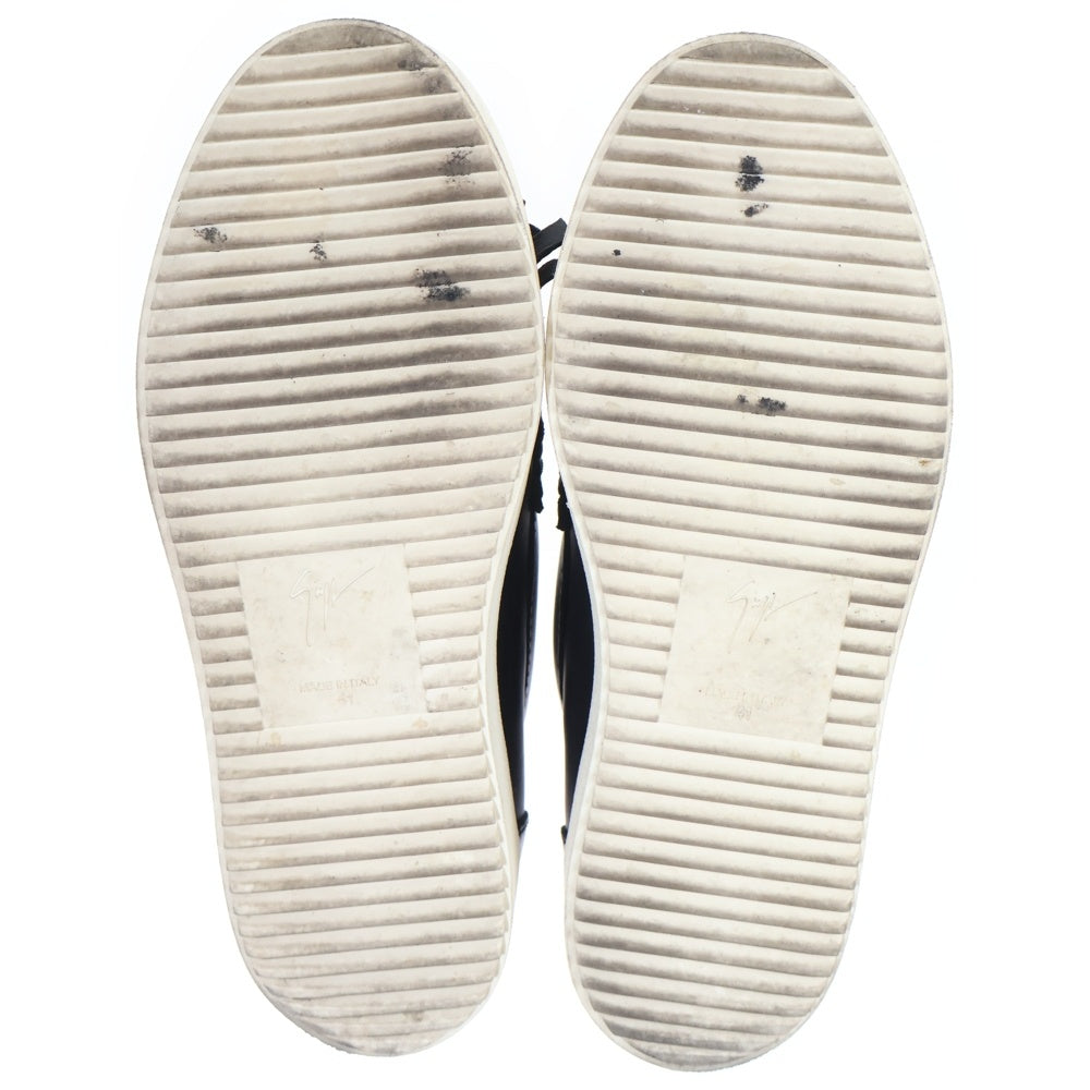 GIUSEPPE ZANOTTI(ジュゼッペ ザノッティ) ロゴプレート フリンジ レザー ローカットシューズ スニーカー ブラック