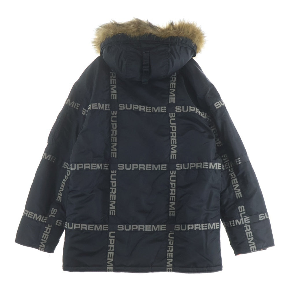 SUPREME(シュプリーム) 18AW Logo Tape N-3B Parka ロゴテープ パーカー ファー フーデッド フライトジャケット ブラック