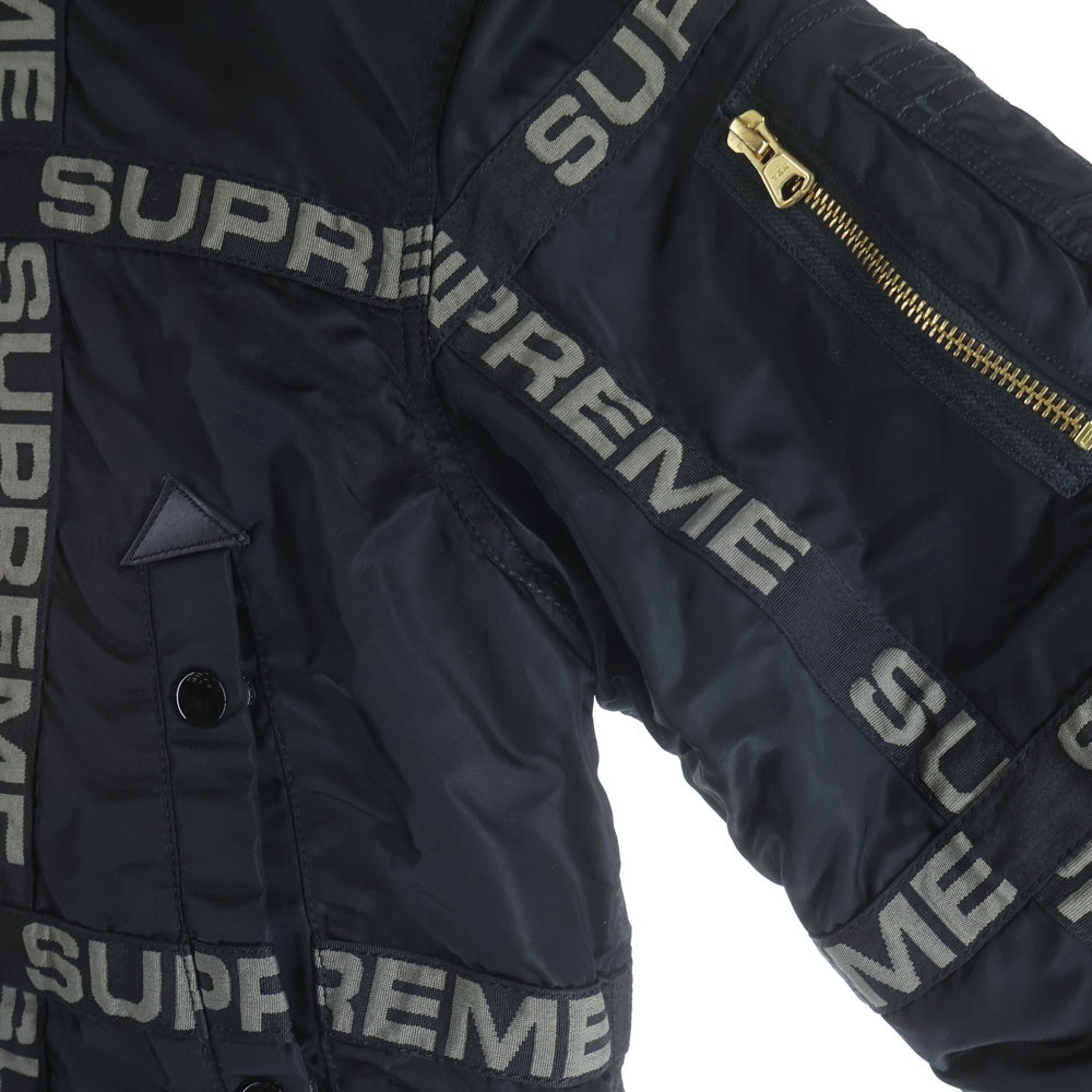 SUPREME(シュプリーム) 18AW Logo Tape N-3B Parka ロゴテープ パーカー ファー フーデッド フライトジャケット ブラック