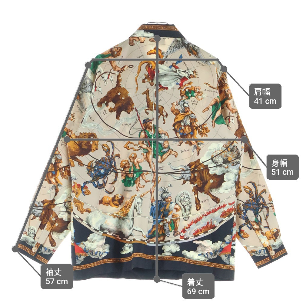 VERSACE(ヴェルサーチ) 総柄プリント レーヨン 長袖シャツ ブラック/ベージュ
