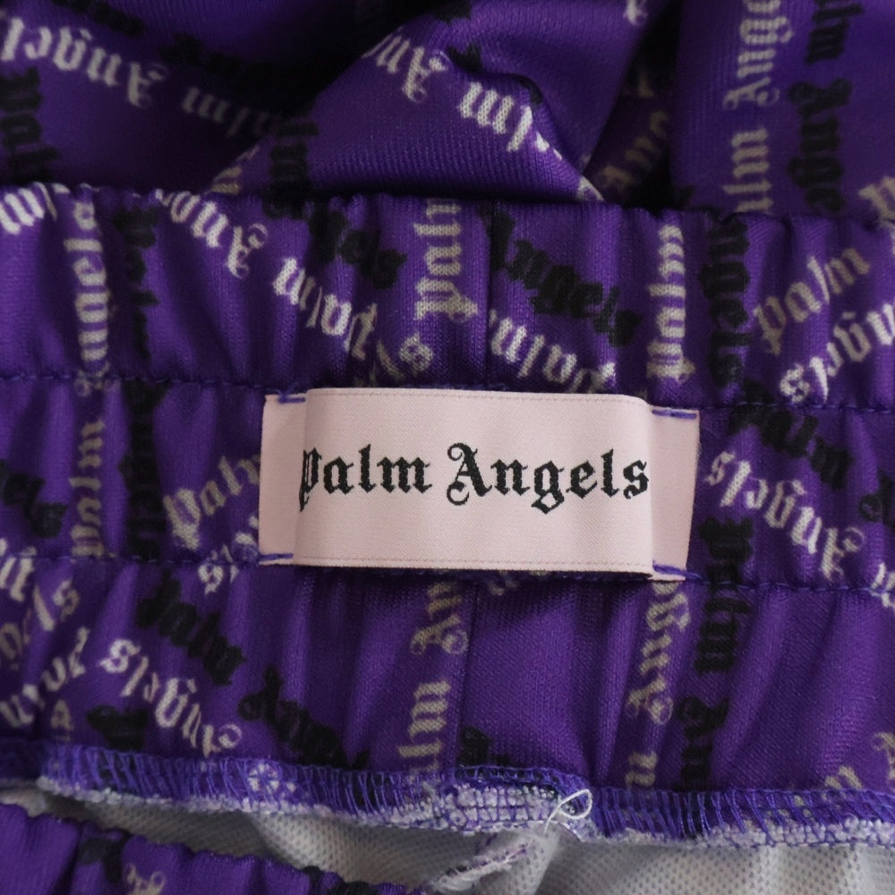 Palm Angels(パームエンジェルス) ロゴ総柄プリント サイドライン トラックパンツ パープル