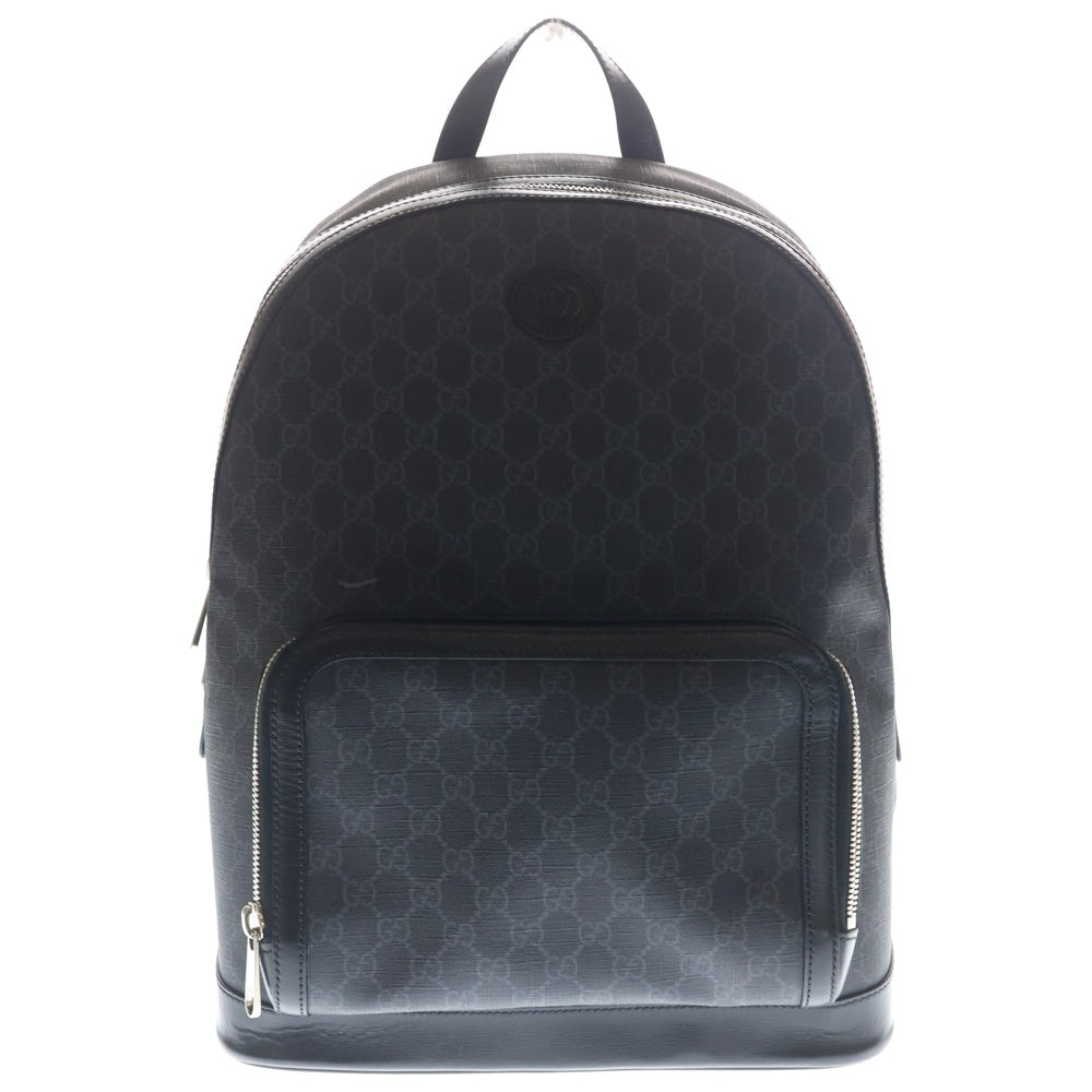 GUCCI(グッチ) GGスプリーム インターロッキングG リュックサック バックパック ブラック レザー×PVC 704017 シルバー金具 レディース