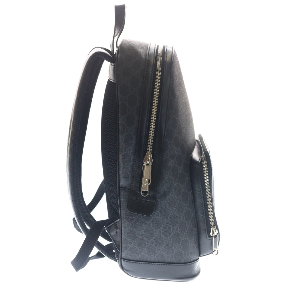 GUCCI(グッチ) GGスプリーム インターロッキングG リュックサック バックパック ブラック レザー×PVC 704017 シルバー金具 レディース