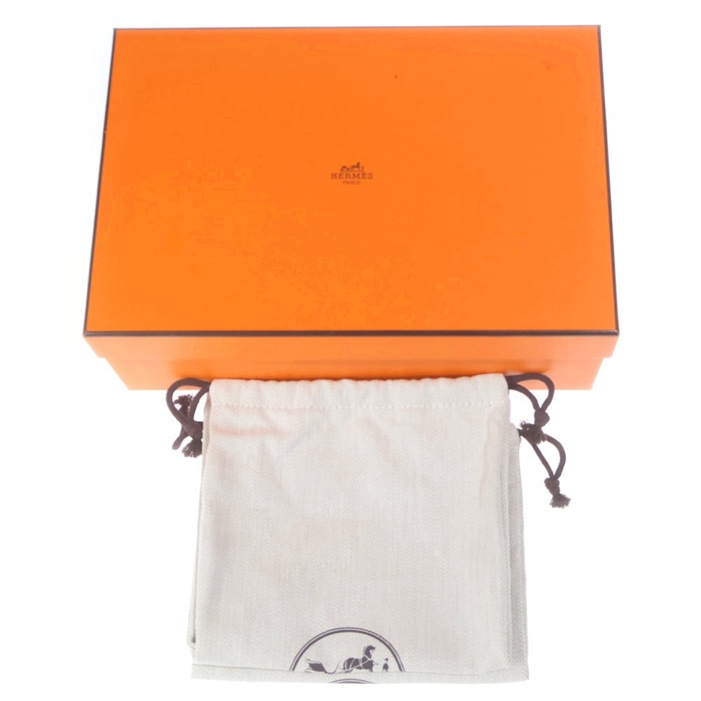 HERMES(エルメス) モカシン Hロゴプレート レザー ヒール ローファー シューズ シルバー金具 ブラック レディース