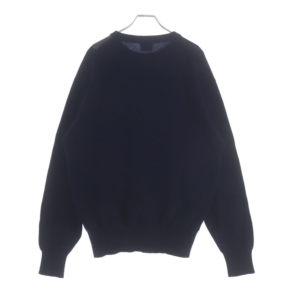 HERMES(エルメス) 馬柄 ジャガード カシミヤ クルーネック プルオーバー 長袖ニット セーター ネイビー/グレー