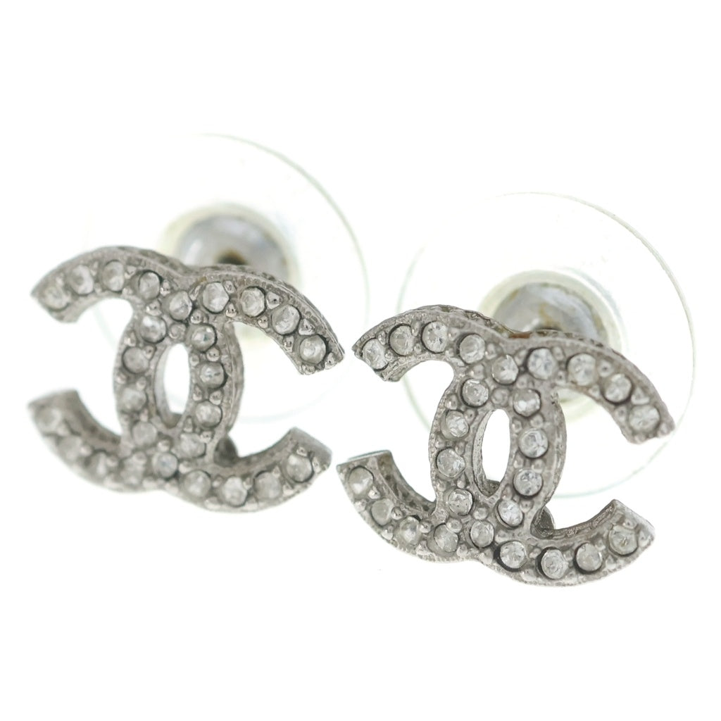 CHANEL(シャネル) ココマーク ラインストーンピアス シルバー レディース
