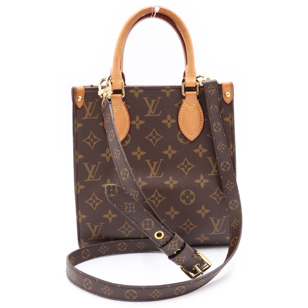 LOUIS VUITTON(ルイヴィトン) モノグラム サックプラBB 2WAYバッグ ハンドバッグ ショルダーバッグ ブラウン レザー×PVC M45847 ゴールド金具 レディース