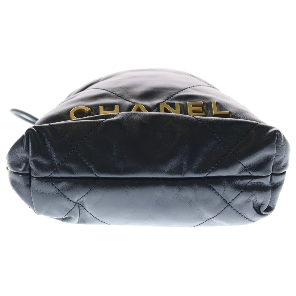 CHANEL(シャネル) シャネル22 ミニ カーフスキン レザー チェーン ショルダーバッグ ブラック ゴールド金具 レディース