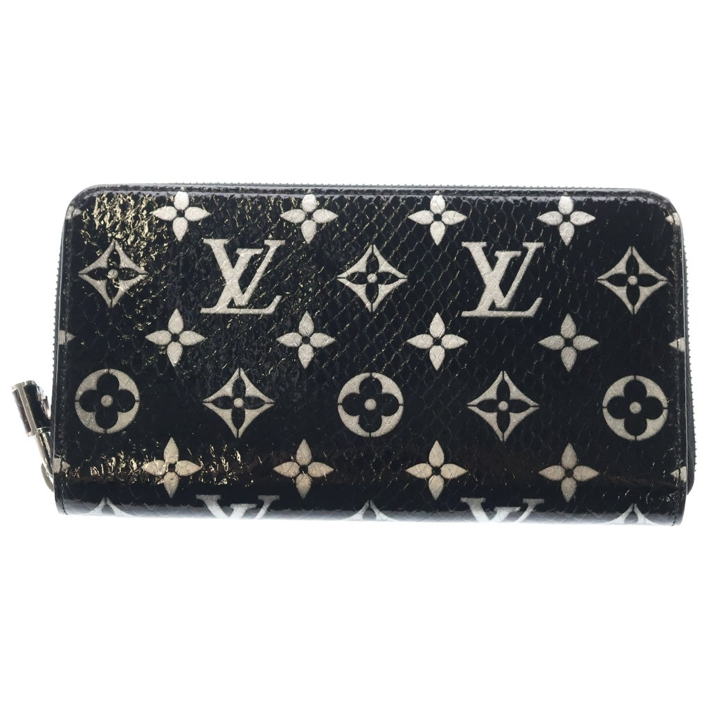 LOUIS VUITTON(ルイヴィトン) ジッピー ウォレット モノグラム エキゾチック パイソン レザー 長財布 シルバー金具 ブラック N96955