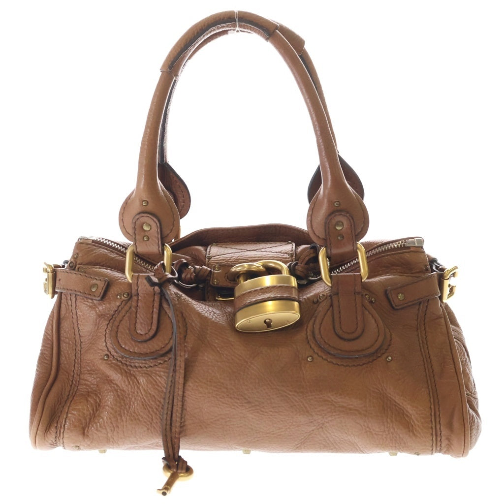 Chloe(クロエ) パディントン ミディアム ハンドバッグ ボストンバッグ ブラウン レザー ゴールド×シルバー金具 レディース