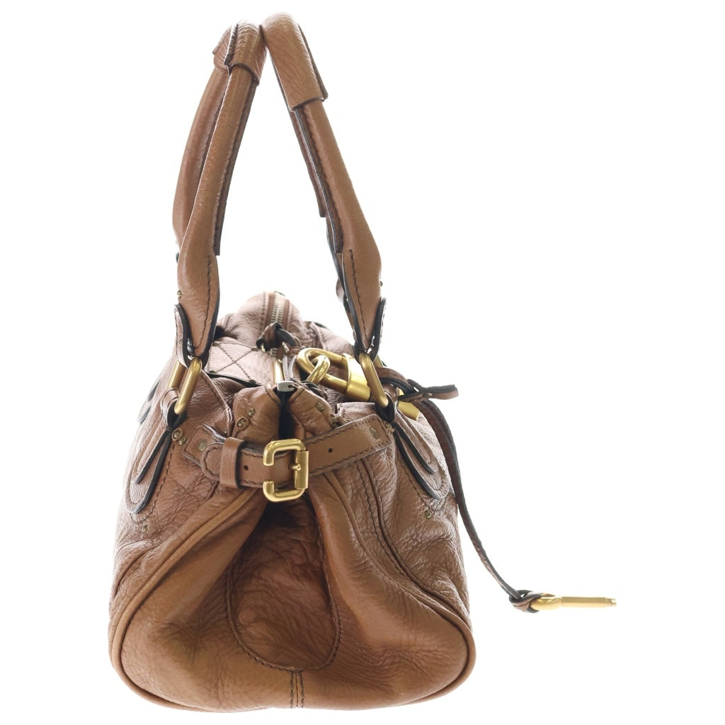 Chloe(クロエ) パディントン ミディアム ハンドバッグ ボストンバッグ ブラウン レザー ゴールド×シルバー金具 レディース