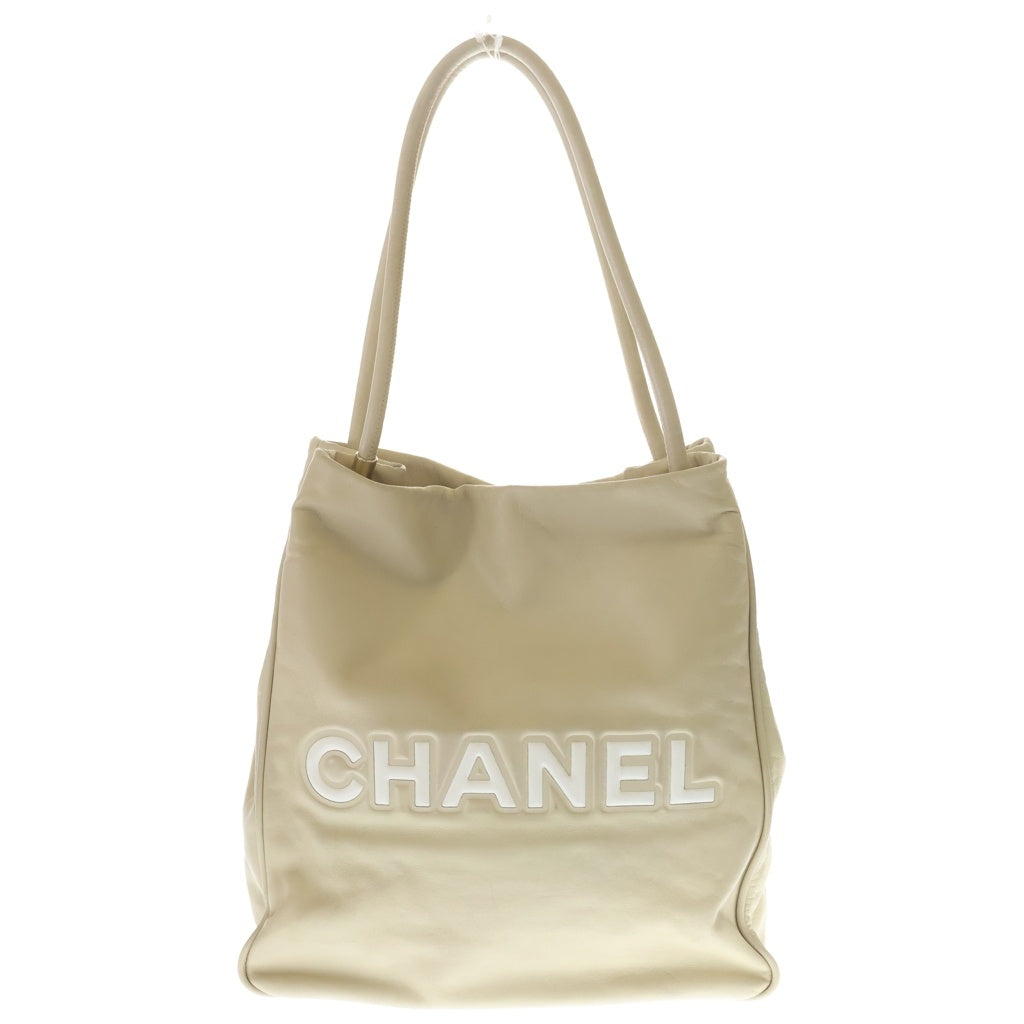 CHANEL(シャネル) カメリア ココマーク ロゴ ラムスキン レザー トートバッグ ベージュ 7番台 レディース