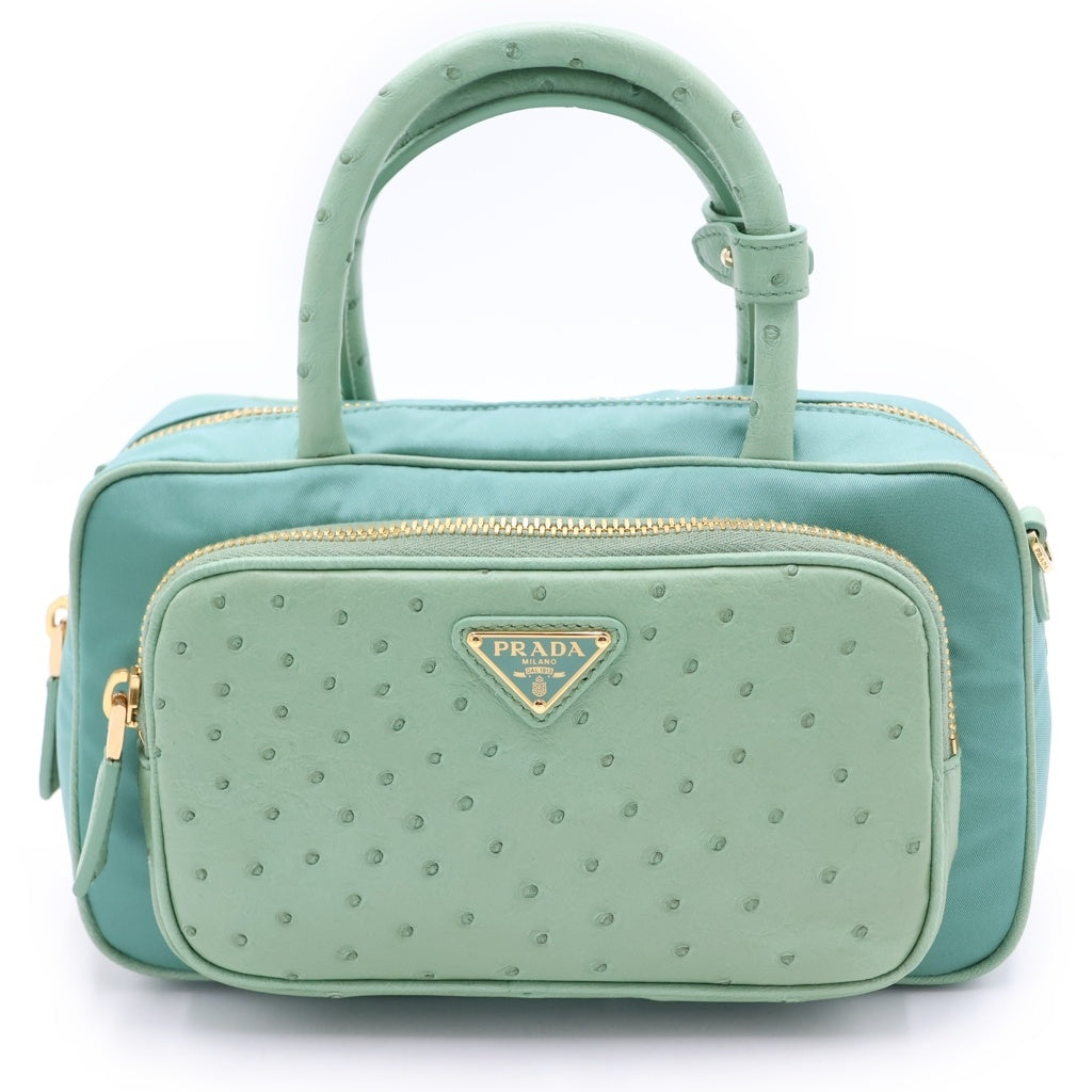 PRADA(プラダ) テスート トップハンドル 2WAY ハンドバッグ ショルダーバッグ 1BB106 グリーン レディース