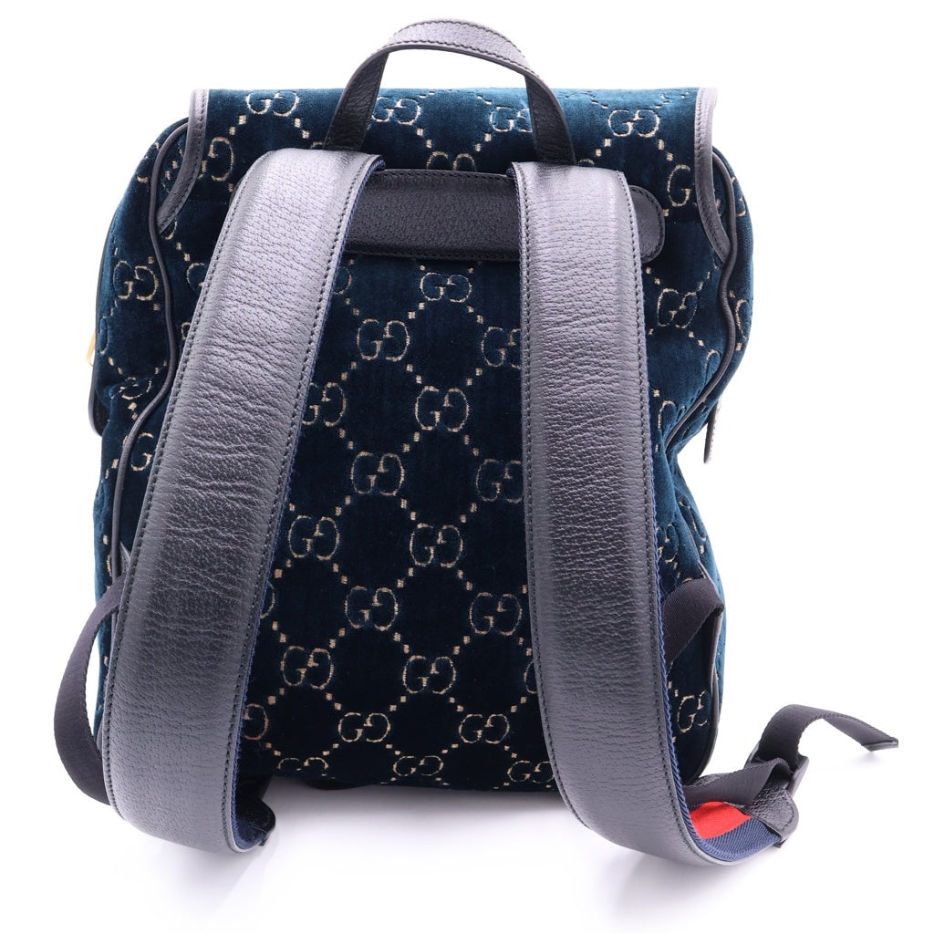 GUCCI(グッチ) GGベルベット スモール バックパック リュックサック 574942 ブルーグリーン レディース