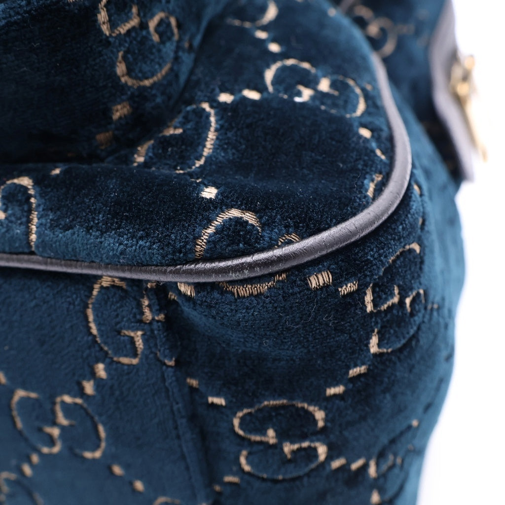 GUCCI(グッチ) GGベルベット スモール バックパック リュックサック 574942 ブルーグリーン レディース