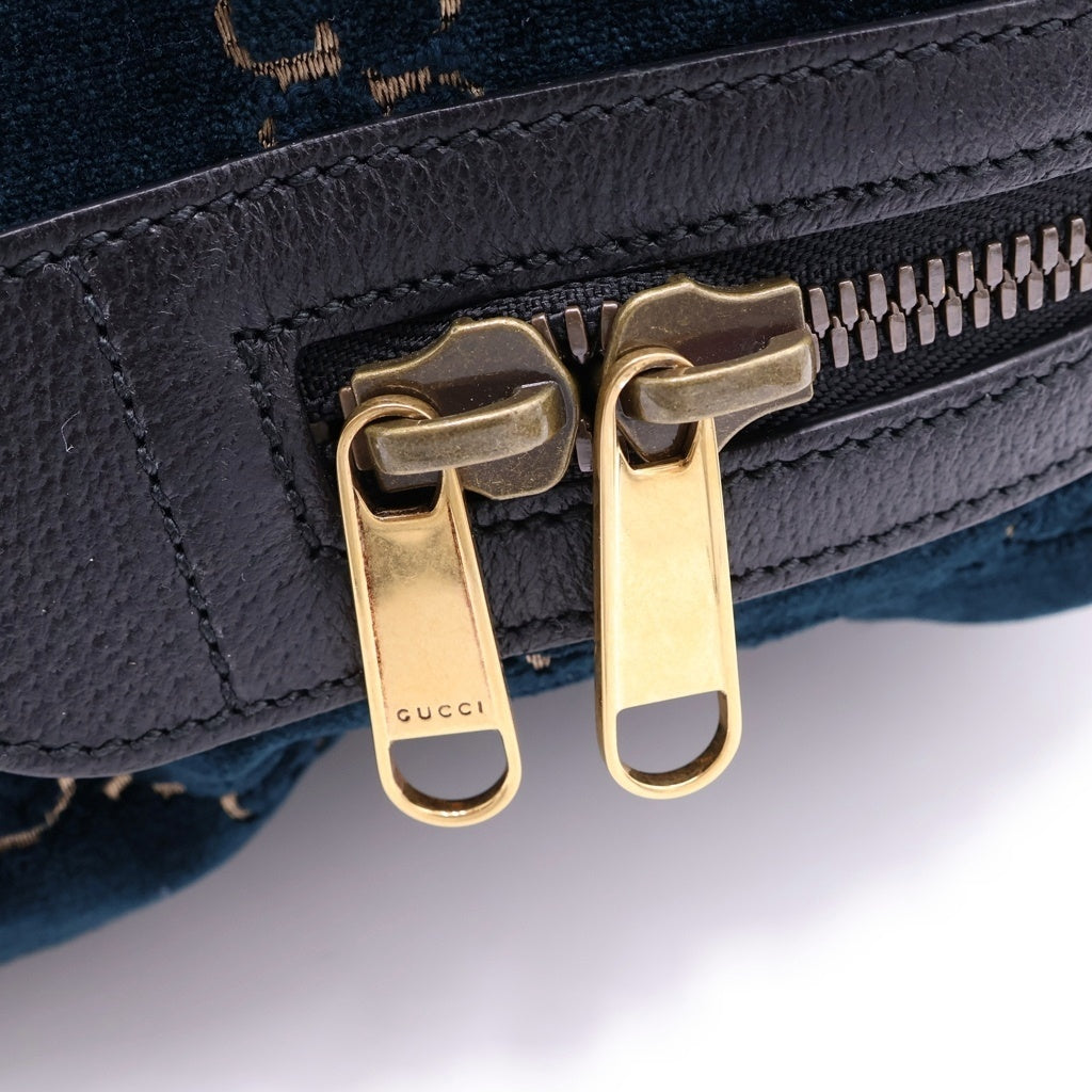 GUCCI(グッチ) GGベルベット スモール バックパック リュックサック 574942 ブルーグリーン レディース