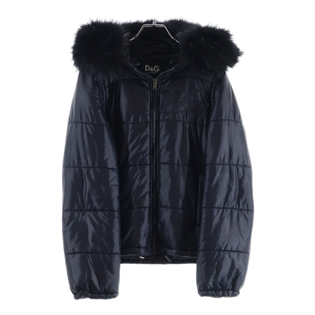 DOLCE & GABBANA(ドルチェアンドガッバーナ) フード付き ダウンジャケット ファー ロゴ デタッチャブルスリーブ ブラック RB0466 TNMHM レディース