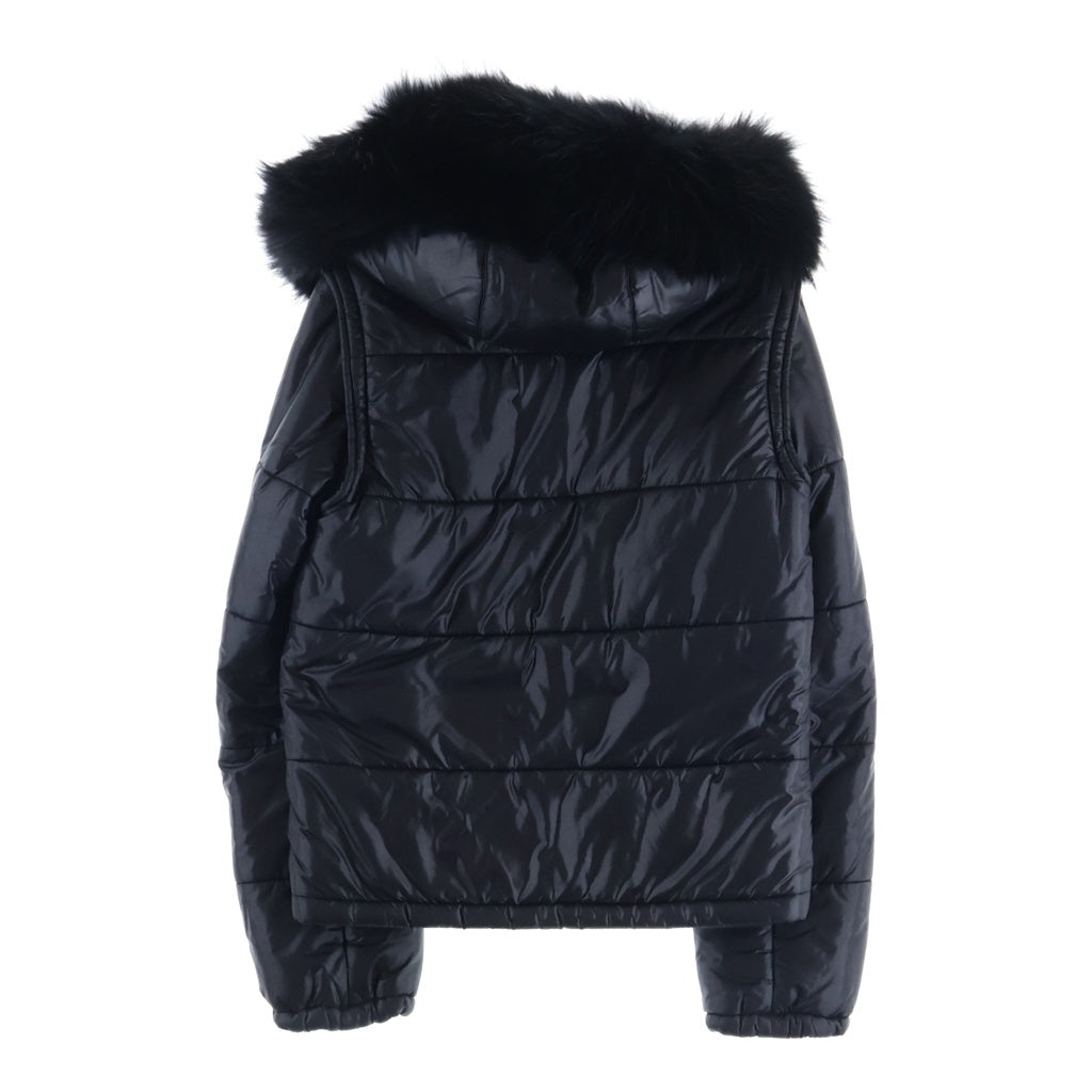 DOLCE & GABBANA(ドルチェアンドガッバーナ) フード付き ダウンジャケット ファー ロゴ デタッチャブルスリーブ ブラック RB0466 TNMHM レディース