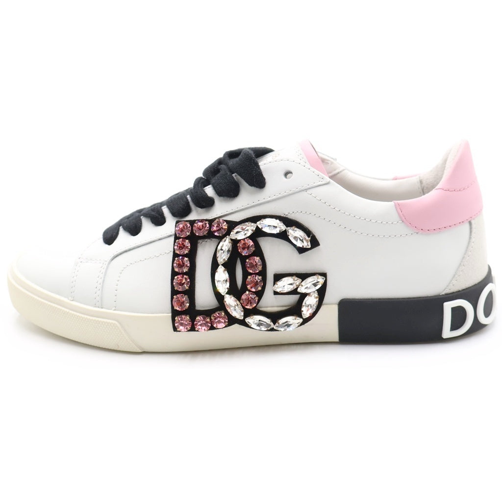 DOLCE & GABBANA(ドルチェアンドガッバーナ) ラインストーン ロゴ ローカットスニーカー シューズ DGロゴ ホワイト/ブラック/ピンク CK2203AO900 レディース