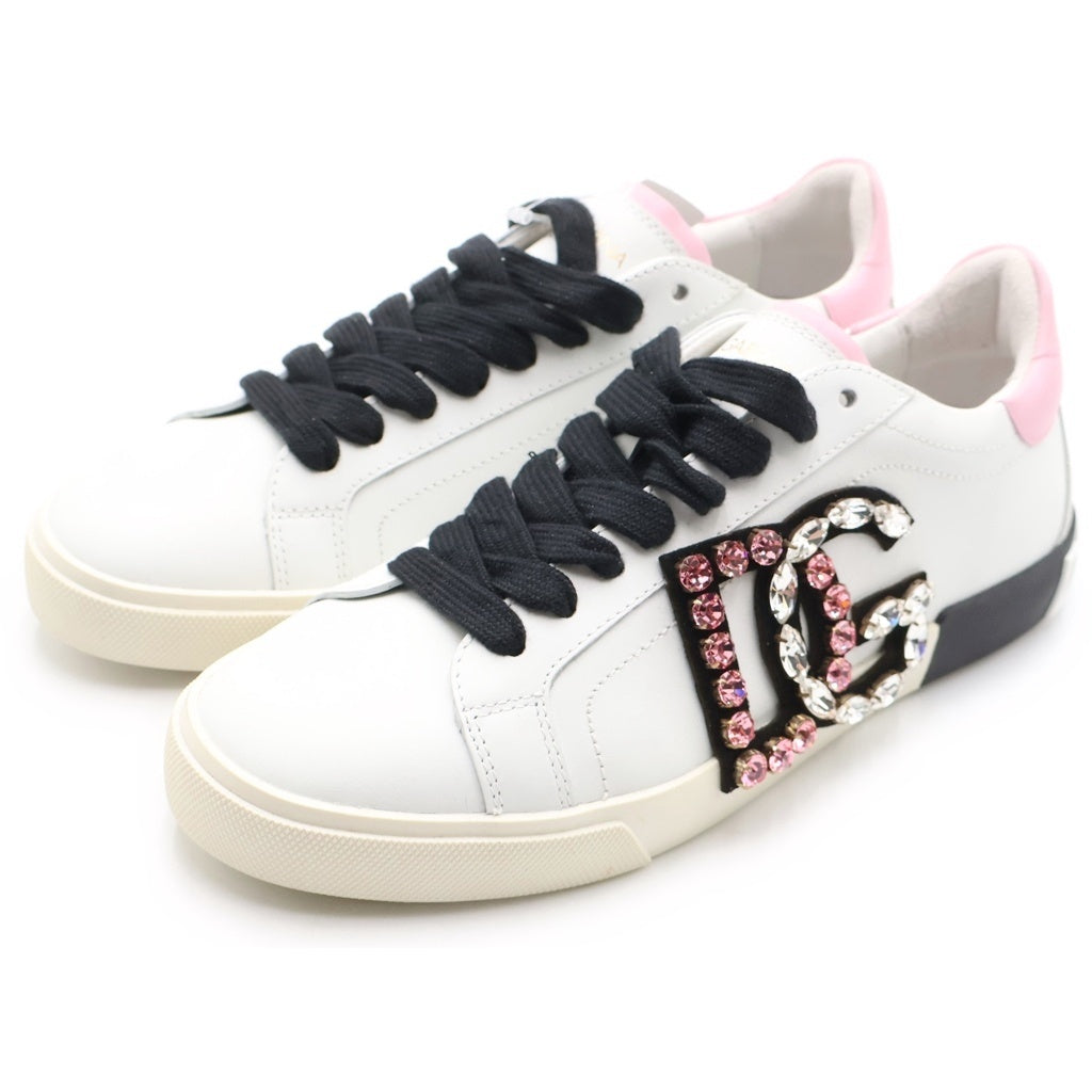 DOLCE & GABBANA(ドルチェアンドガッバーナ) ラインストーン ロゴ ローカットスニーカー シューズ DGロゴ ホワイト/ブラック/ピンク CK2203AO900 レディース
