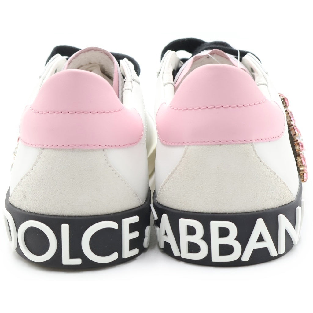 DOLCE & GABBANA(ドルチェアンドガッバーナ) ラインストーン ロゴ ローカットスニーカー シューズ DGロゴ ホワイト/ブラック/ピンク CK2203AO900 レディース