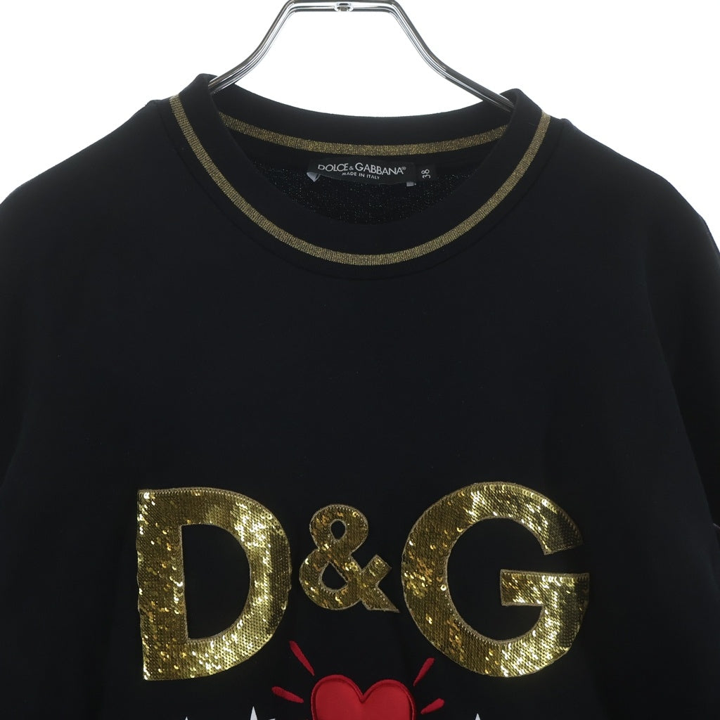 DOLCE & GABBANA(ドルチェアンドガッバーナ) スパンコールロゴスウェット ブラック #38 G7TBG レディース