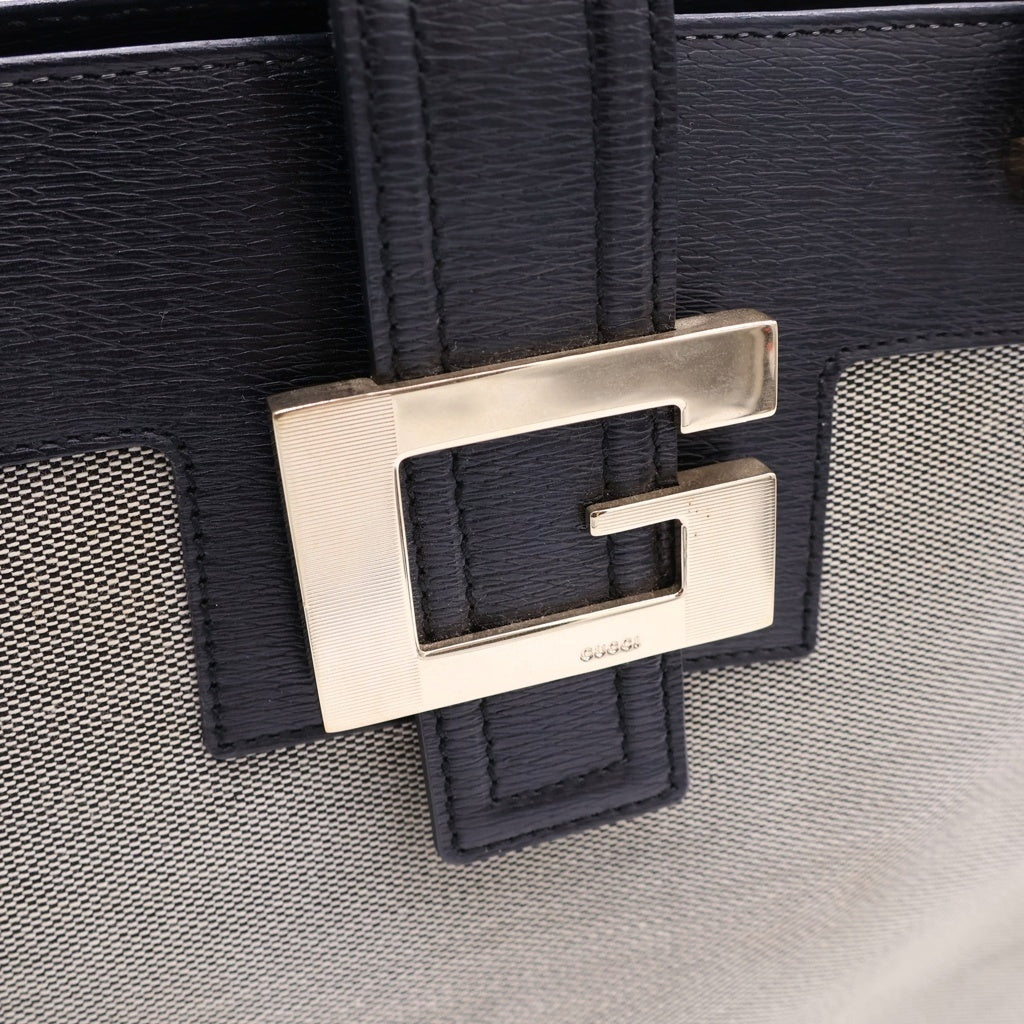 GUCCI(グッチ) Gロゴ キャンバス×レザー ハンドバッグ トートバッグ 002.1109 ベージュ/ブラック レディース