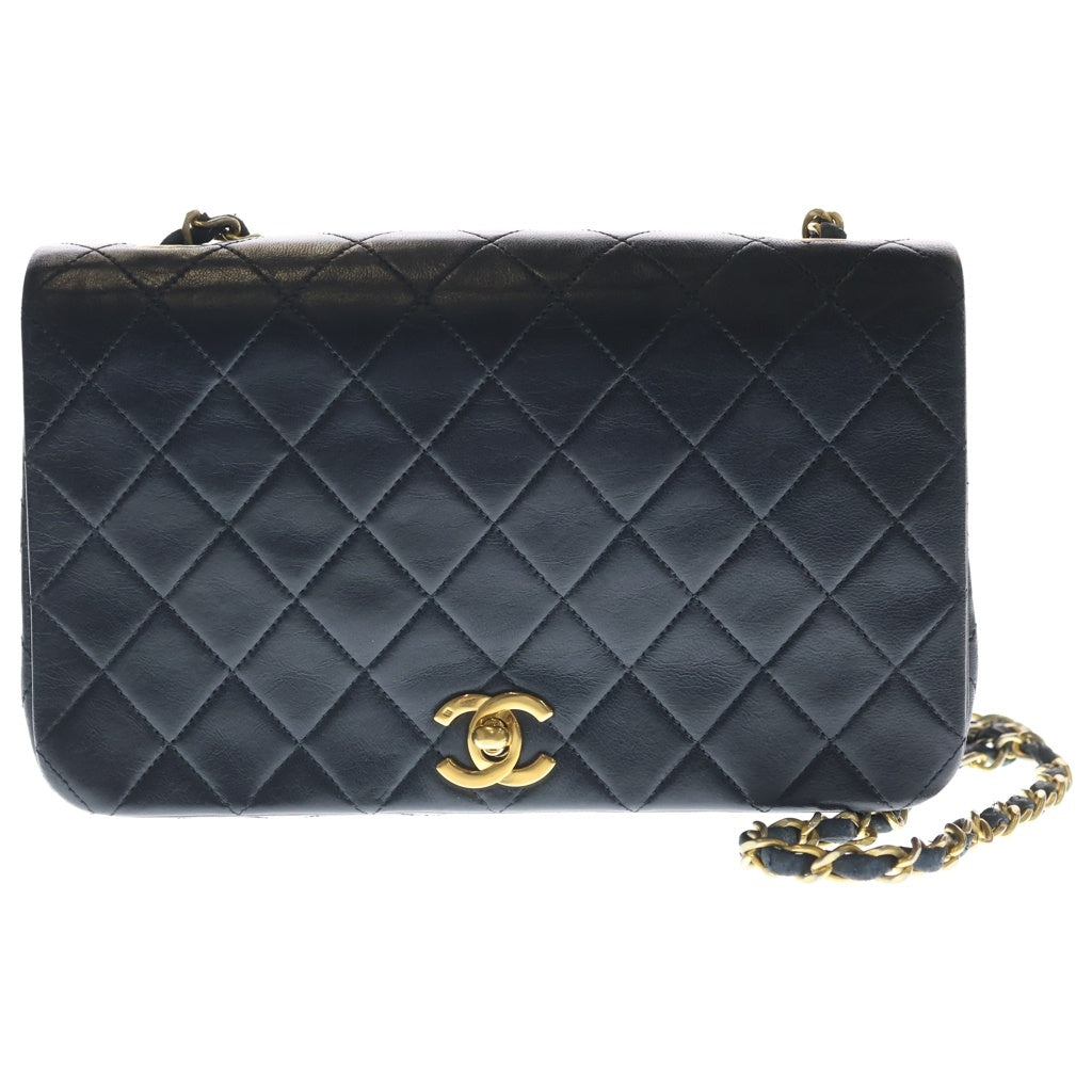 CHANEL(シャネル) マトラッセ23 ラムスキン フルフラップ ターンロック ゴールド金具 シングルチェーン ショルダーバッグ ブラック レディース