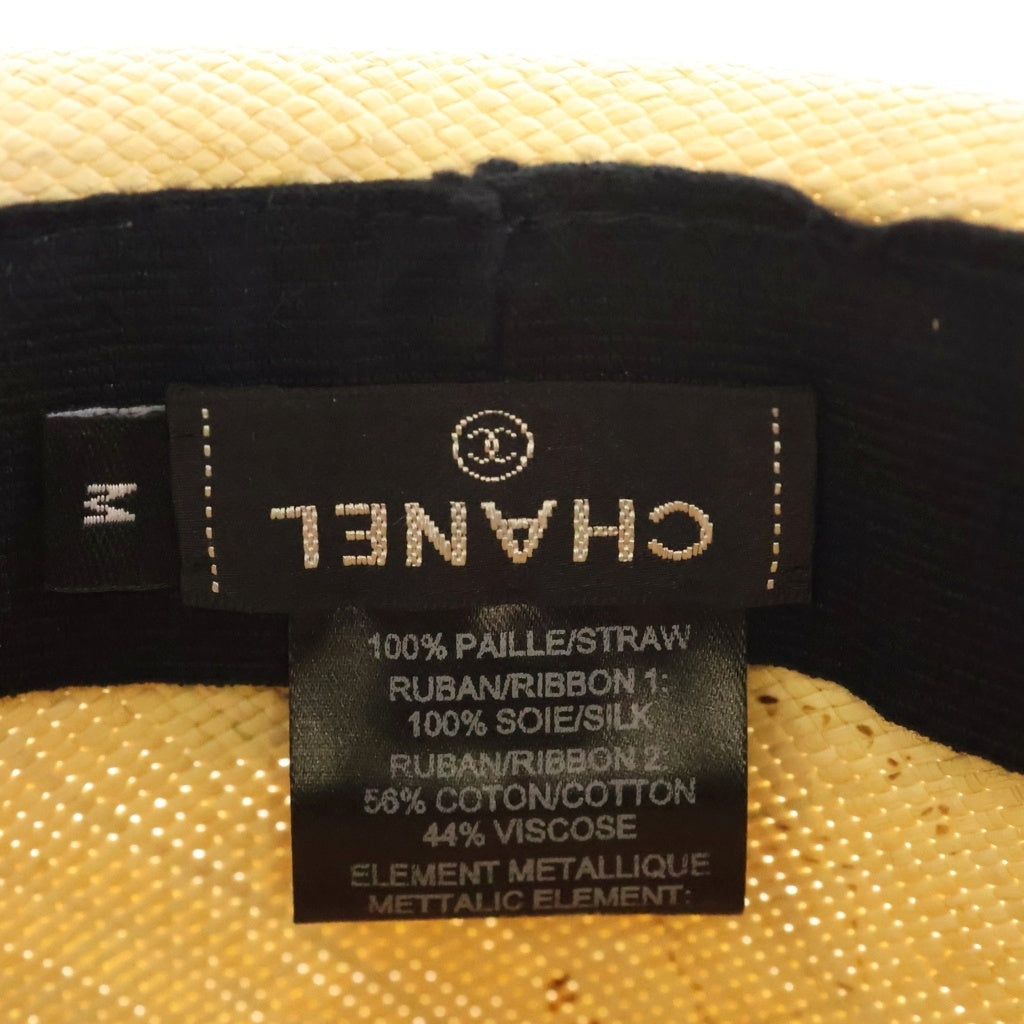 CHANEL(シャネル) Straw Grosgrain Hat ストロー グログラン ハット 麦わら帽子 ココマーク ベージュ レディース