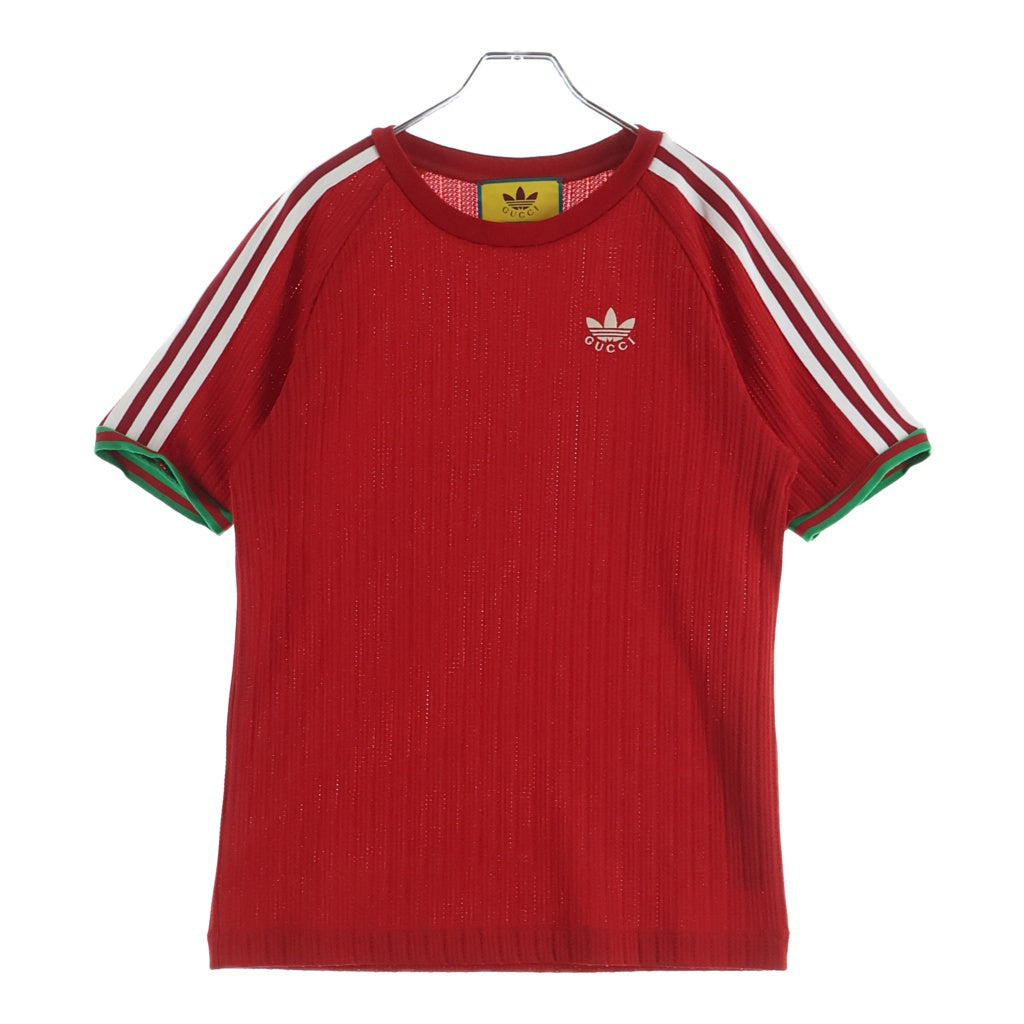 GUCCI(グッチ) ×adidas RED STRIPED TEE アディダス レッドストライプ クルーネック 半袖Tシャツ カットソー レッド 700486 XJEJT