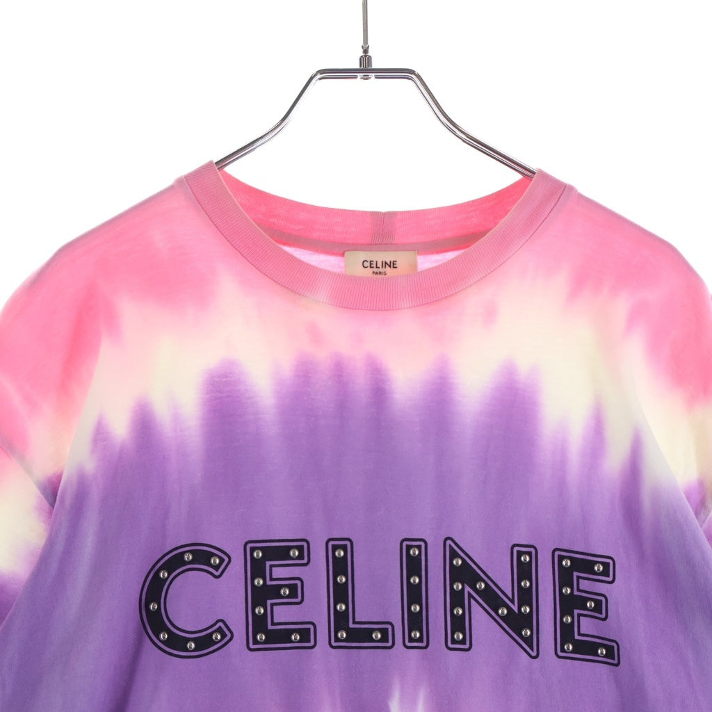 CELINE(セリーヌ) スタッズロゴプリント スタッズ ロゴ プリント クルーネック 半袖Tシャツ カットソー マルチカラー 2X687956M