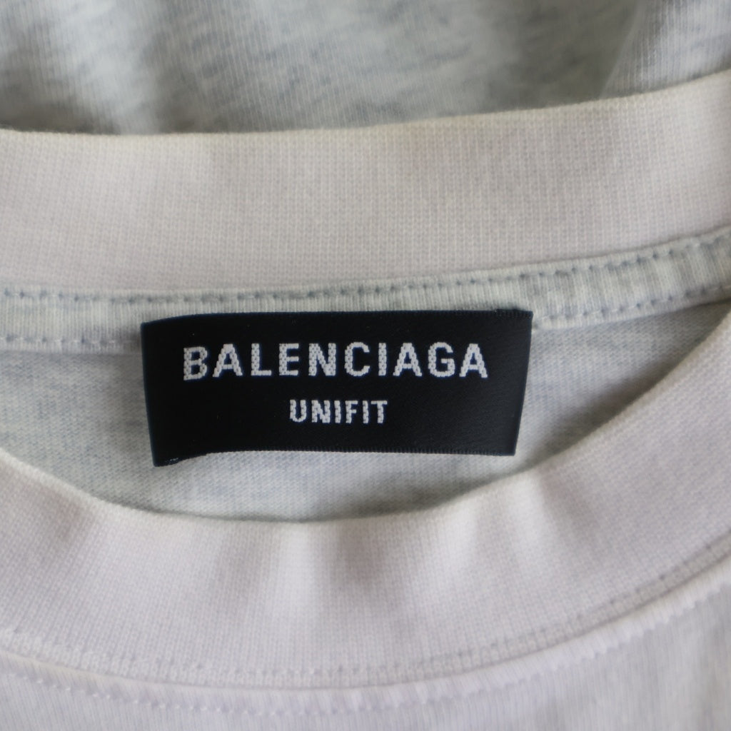 BALENCIAGA(バレンシアガ) 22SS UPSIDE DOWN S/S TEE アップサイドダウン リメイク加工 クルーネック 半袖Tシャツ カットソー ホワイト/グレー 698811 TMVC9