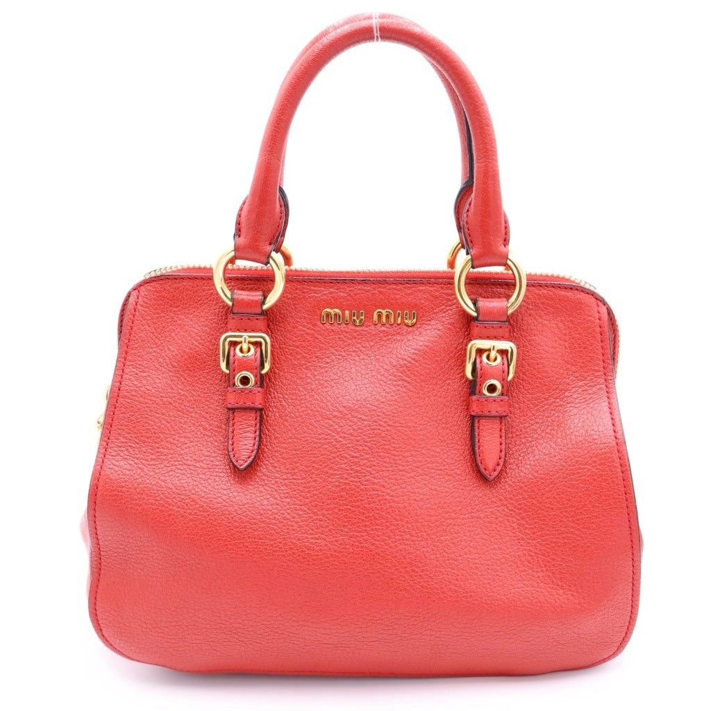 miumiu(ミュウミュウ) マドラス レザー 2WAY ハンドバッグ ショルダーバッグ RL0058 レッド レディース