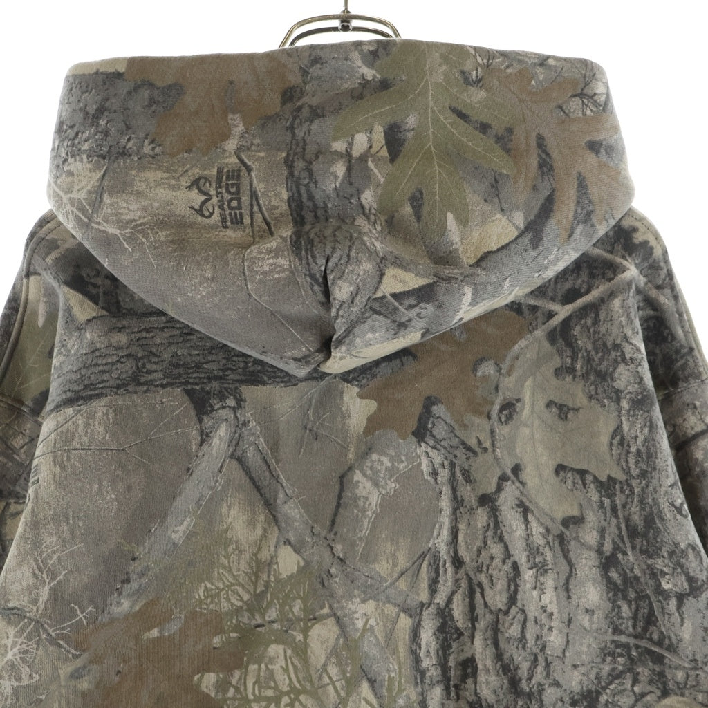 NO BRAND(ノーブランド) ZIP UP HOODIE Realtree ジップアップフーディー パーカー リアルツリー 総柄 コットン グリーン系