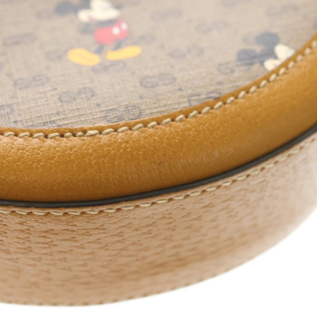 GUCCI(グッチ) ディズニーコラボ ミッキーマウス ショルダーバッグ ミニバッグ キャメル ブラウン PVC×レザー 603938 ゴールド金具 レディース