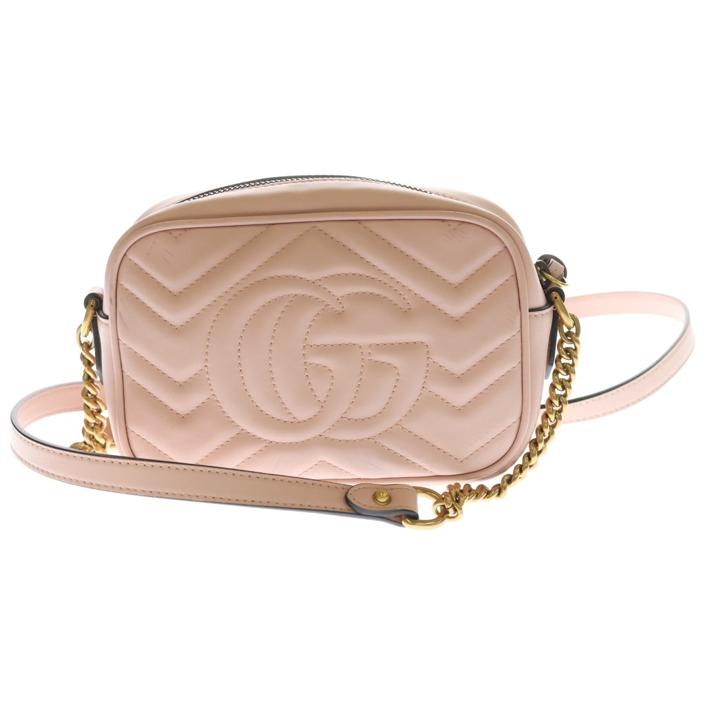 GUCCI(グッチ) GGマーモント ミニカメラバッグ ショルダーバッグ ピンク レザー 448065 ゴールド金具 レディース
