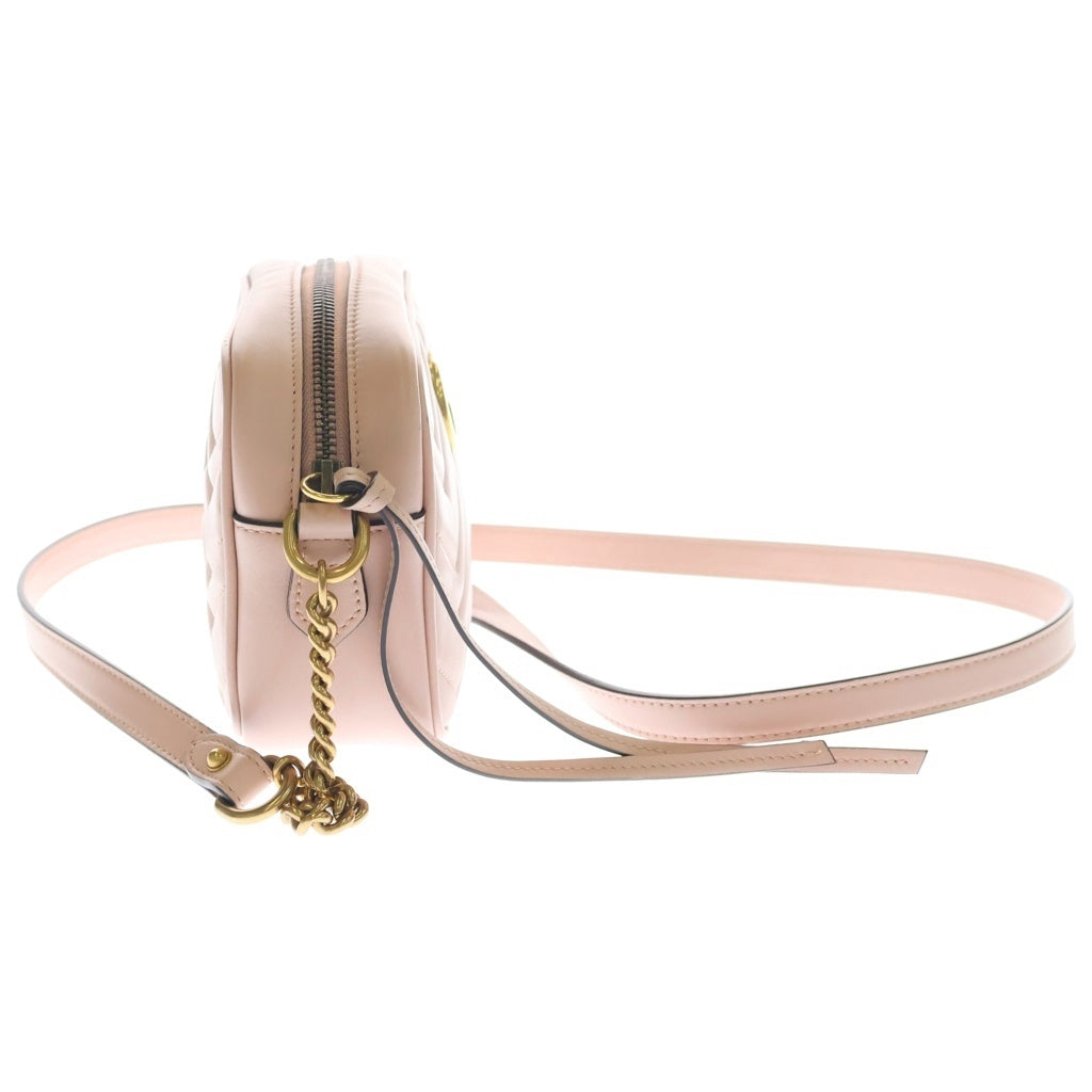 GUCCI(グッチ) GGマーモント ミニカメラバッグ ショルダーバッグ ピンク レザー 448065 ゴールド金具 レディース